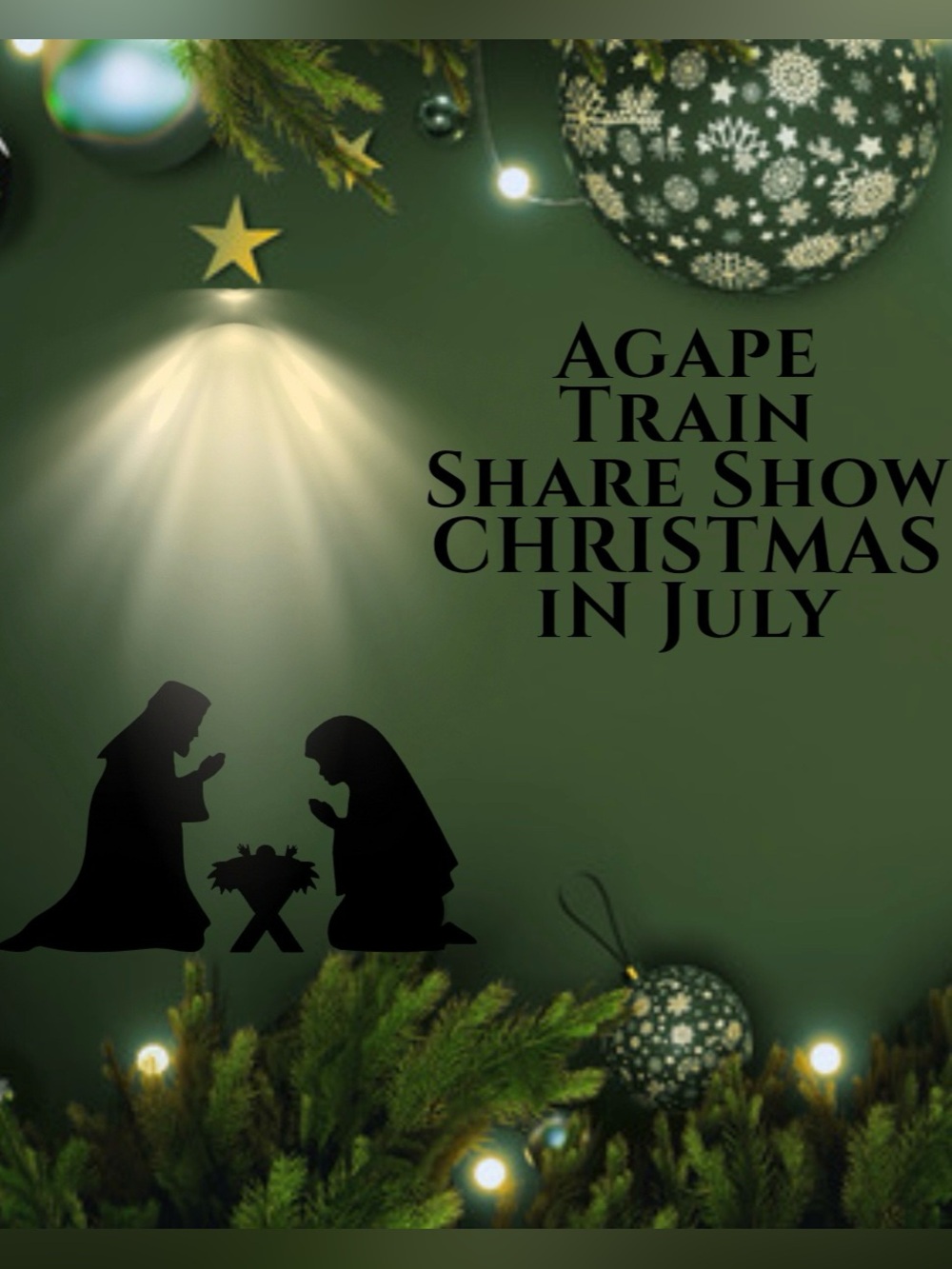 Nativity Scene Wall Art Poster - Green